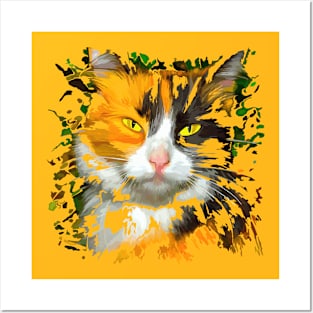 Cat with yellow eyes Posters and Art